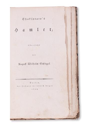 SHAKESPEARE, WILLIAM. Shakspeares Hamlet, übersetzt von August Wilhelm Schlegel.  1800